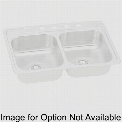 Elkay Ecc3322mr Gourmet 33"&qukt; Top Mount Double Bowl 2 Hole Stainless Steel Sink