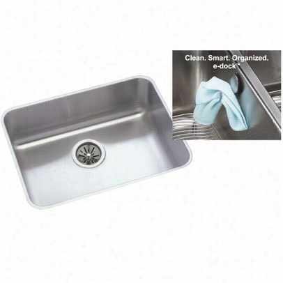 Elkay Eluh2115ek G Ourmet E-dock23-1/2"" X 18-1/4"" Single Basin Sink In Stainless Ste El By The Side Of 7-1/2"" Bowwl Deepness