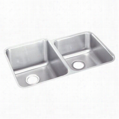 Elkay Eluh3120rdbg Lustdrtone 31-1/4"" Undermount Doublle Hollow Stainless  Steel Sink Package Small Bowl On Right