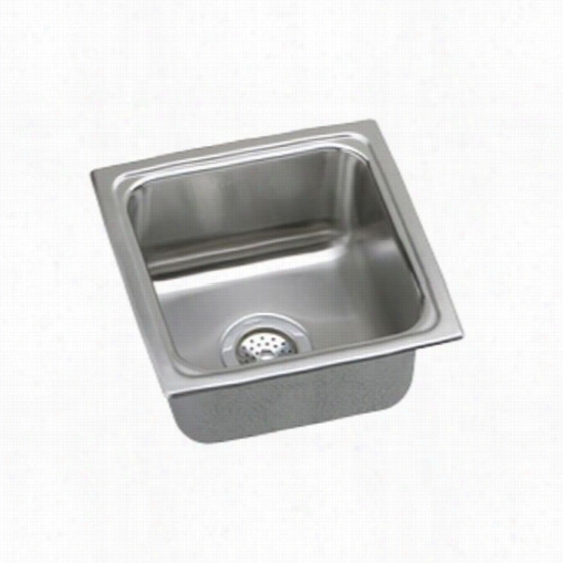 Elkay Lfr1515 Lustertone Single Bowl Sink Without  Faucet Ledge (15"" X 15"&quott;)