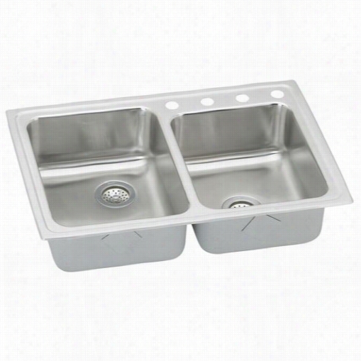 Elkay Lr250 Lustertone Double Bowl Sink Small Bowl On Right