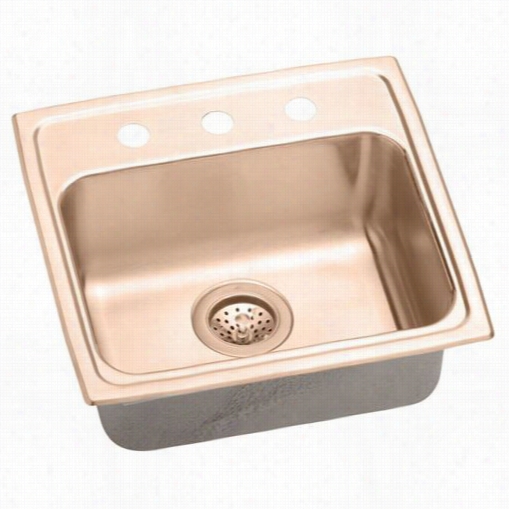 Elkay Lrad191855os4-cu Gourmet  Lustertone Cuverro Antimicrobial Copper 19"" X 18"" X 5-1/2"" Sole Bowl Top Mount Sink