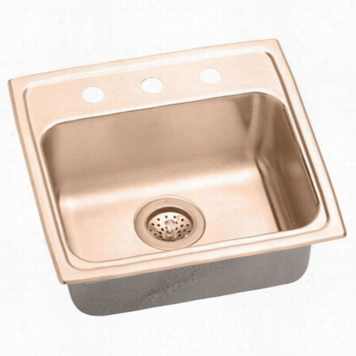 Elky Lrad191860os4-cu Gourmet Lustertone Cuverro Antimicrobial Ocpper 19"" Xx 18&qyot;" X 6&qut;"  Snigle Bowl Top A~ Sink