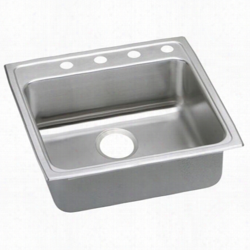 Elkay Lrad222240 Goirmet Lustertone Stainless Steel 22"" X 22"" X  4"" Sibgle Bowl Top Mount Sink