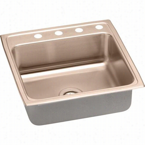 Elkay Lrad222245_628834 Gourmrt Lutsertone Cuvrero  Antimicrobial Copp Er 22"" X 22"&quo;t X4 -1/2"" Single Bowl Top Mount Sink