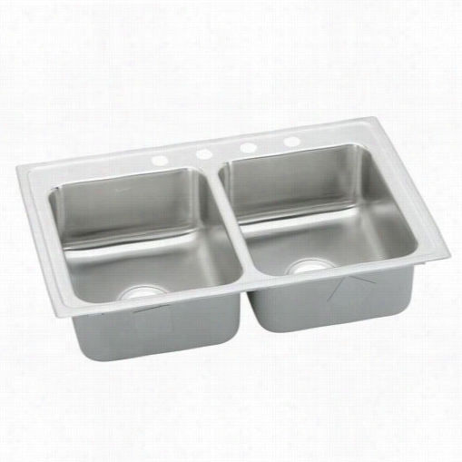 Elkay Lradq3319455 Lustertoj 4-1/2"" Drop-in Double Bowl 5 Hole  Stainless Steel Sink