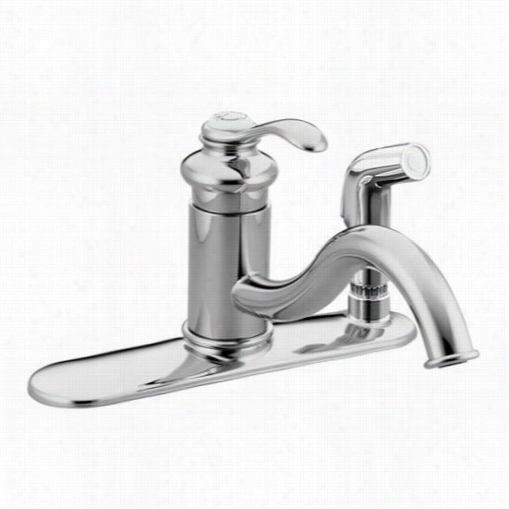 Kohller K-12173 Fairfax Single Control Kitchen  Sink  Faucet Wity Sidesprwy Through Escutcheon