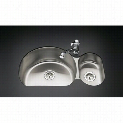 Kohler K-3099 Undertone Undermount High/low Double Bowl Kitchen Sijk With  Bowl Depths Of Left 9-1/2"" And Right 5-1/2""