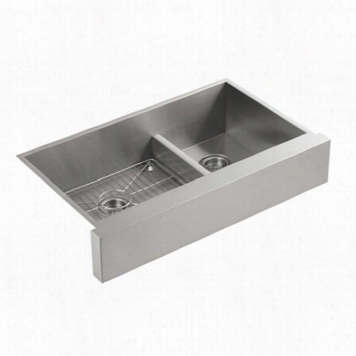 Kohler K-3945-na Vault Apron Front Stainless Steel Double Basin Smart Diide Kitchen Sink