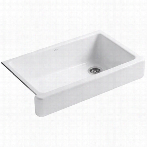 Kohelr K-64888 Whitehaven Csat Iron Undermount Rectangular Kitchen Sink With Self-trimmibg Short Apron Fits 36"" Sink Base  Cabinet