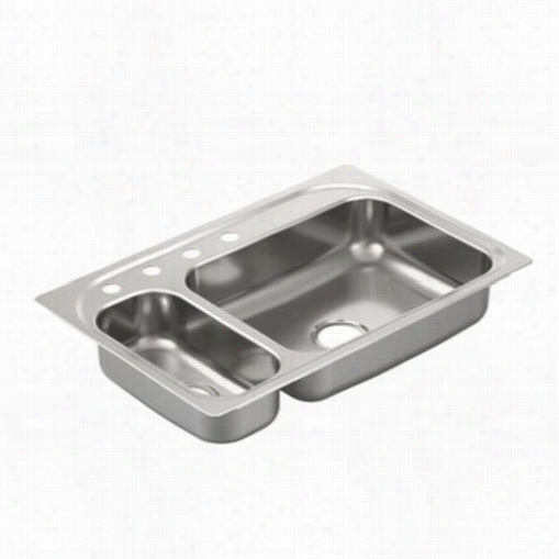 Moe G202854 2000 Series 33""l X 22""w X 6-1/2""d Drop In Double Basin Kitchen Sink