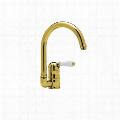 Rohl A3606lpib Contry Kitchen Simgle Porcelain Lever ""c"" Spout Kitchen Faucet With Sidespray In Inca Brass