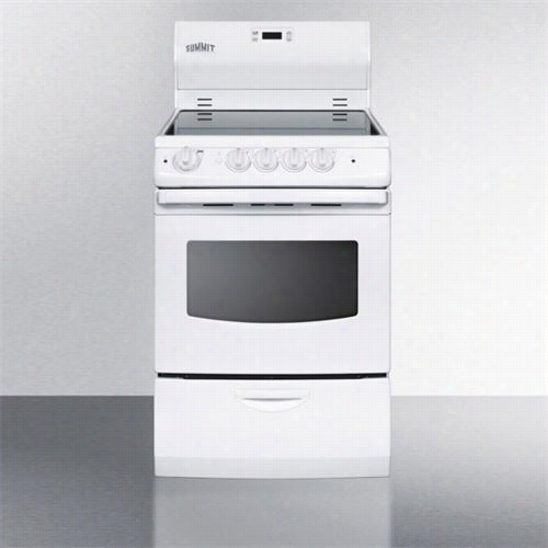 Summit Rex242w 24""w Smoothtop Electric Range With Lower Stroaged Rawer