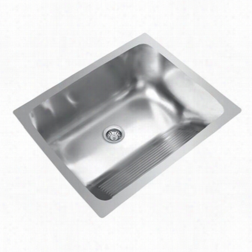 Ukinox D610.457 24"" X 18"" Single Basin Stainless Steel Dual Mount Laundry Sink With Washboard