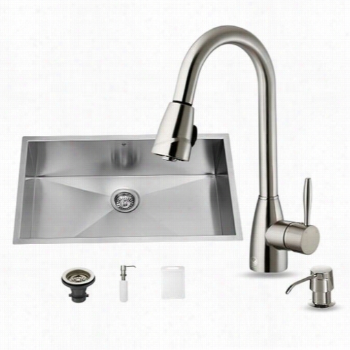 Vigo Vg15016 Undermount Kitchen Sink, Faucet And Dispenser In Stainless Steel With 16-1/1""h Spout