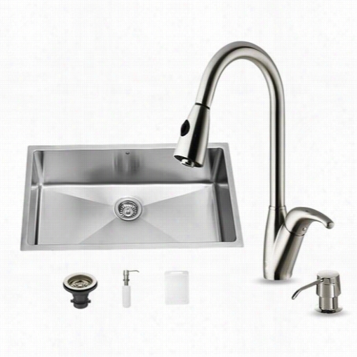 Viog Vg15039 Undermount Kitchen Sink, Faucet And Dispenser In Stainless Hardness With 15-7/8""h Spout