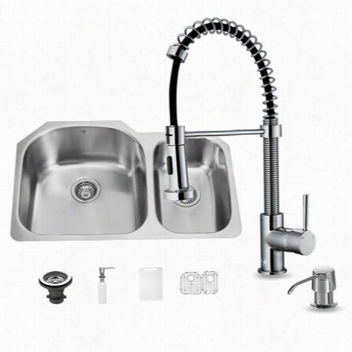 Vigo Vg15300 All In One 31"" Undermount Stainless Steel Kitchen Sink And Cchrome Faucet Set