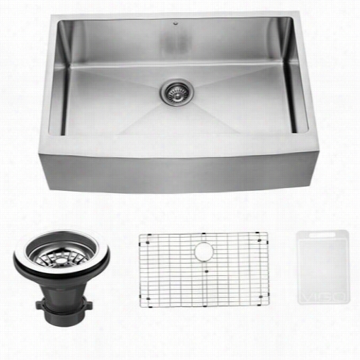 Vigo Vgr3320ck1 33&q Uot;" Farmhouse Staiinless Steel Kitchen Sink With Grid And Strainer