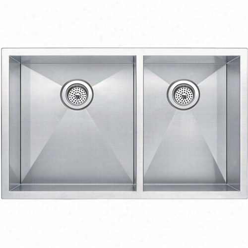 Wateer Creation Ss--u3320a 33""w Double Square B Owl Kitchen  Fall  In Stainless Steel