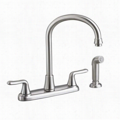 American Standard 4275.551.075 Colony Soft Double Handle High-arc Kitcnen Faucet In Stainless Steel With Side Spray