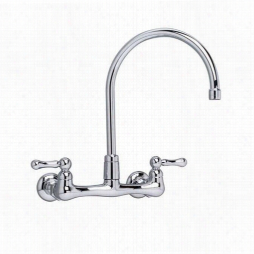 American S Tandard 7293.152.002 Heritage Wall Mount Sink Kitchen Faucet With Metal Lever Han Dles