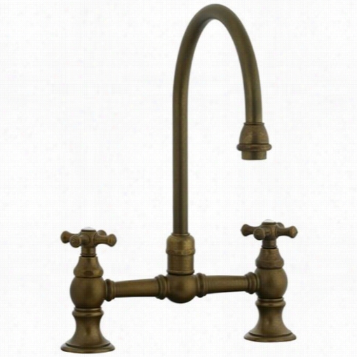 Cifial267.270.v05 Highlands Douubecross Hande Bridge Kitchen Faucet In Aged Brass