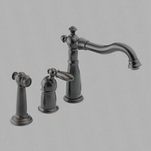 Delta 155-rb-dst Victorain Single Handle Kitchen Faucet In Venetian Bronze Wiith Spray