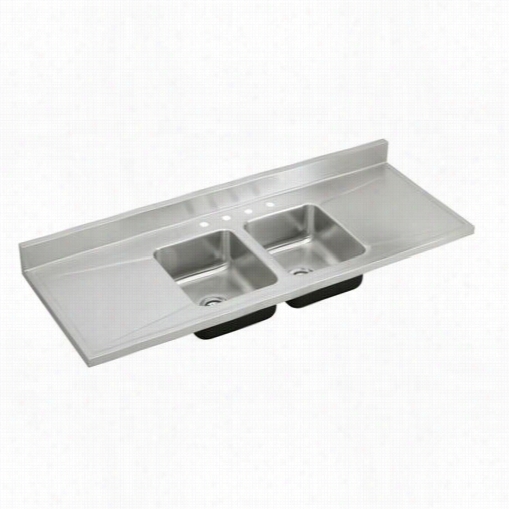 Elkay D662290 Lustertone 66"" Work Top Double Bowl Stainless Steel Sink