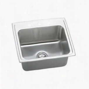 Elkay Dlrq221 9100 Lustertone 22&q Uot;" Top Mount Single  Biwl  Stainless Steel Sink