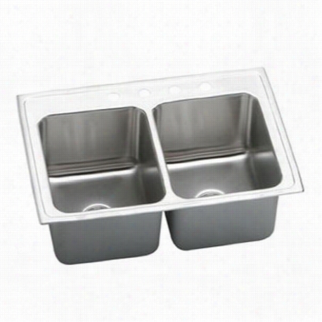 Elkay Dlrq3322120 Lustertone 12-1/8"& Quuot; Top Mout Double Bowl Stainless Steel Sink