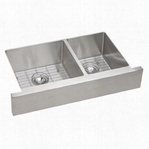 Elkay Ectruf32179rdbg Crosstown 18 Gauge Stainless Steel 31-1/2q&uot;" X 20-1/4"" X 9"&q Uot; Double Bowl Apron Front Undermount Kitchen Sink Kit