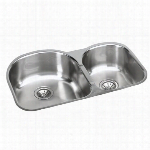 Elkay Eguh311910 R Double  Bowl Undermounnt Sink With Reveal Small Bowl On Right