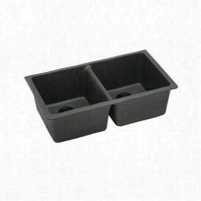 Elkay Elgu3322bk0  Gourmet 18-1/2"" Undermount Double Bowl Grani Te Sink Black