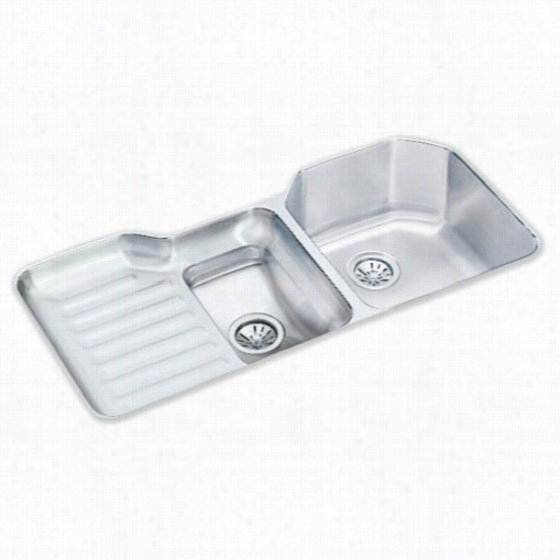 Elkay Eluh4221r Lustertone Double Bwol Undermount To Right Of Ribbed Area Withsink