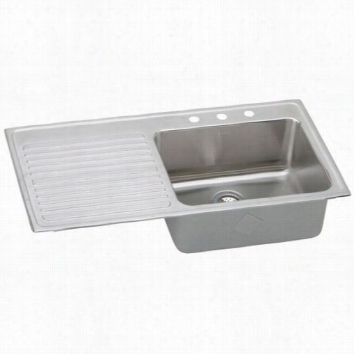 Elkay Ilgr4322r0 Lustertone 43"" Top Mount Single Bowl Stainless Steel Sink Bowl On Right