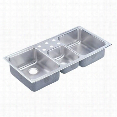 Elkay Lcr43220 Lusterotne 43"" Top Rise Triole Bowl Stainless Steel Sink