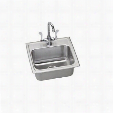 Elkay Lr171 6c Lustertone 17"" X 16"" Sink Package With Fauceet And Drain