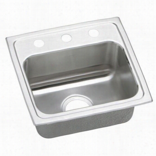 Elkay Lrad1716653 Lustertone 6-1/2"" Drop-in Single Boowl 3 Hole Stainless Steel Sink