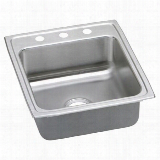 Elkay Lrad2022453 Lustertone 4-1/2"" To Mount Single Bowl 3 Hole Stainless Seel Sink