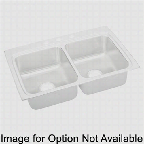 Elkay Lrad3322455 Lustertone 4-1/2"" Top Mmount Double Bowl 5 Hole Stainlless Steel Sink