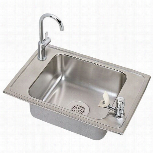 Elkay Psdkrc2517vrc 20 Gauge Stainless Steel 25"" X 17"" X  7-1/8"" Single Bowl Top Mount Sink Kit