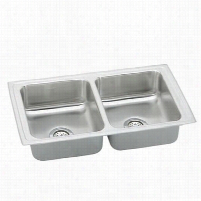 Elkay Psfrq3319 Pacemaker 19-12"" Drop-in Double Bowl Stainlesss Steel Sink