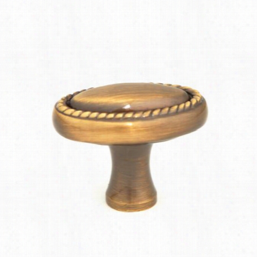 Giagni Kb-20-07 1-1/4"&qut; Oval Roped Knob In Antiqe Brass