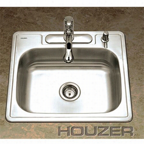 Houzer 2522-9 Glowtone Stainless Steel Topmount Single Bowl Sink