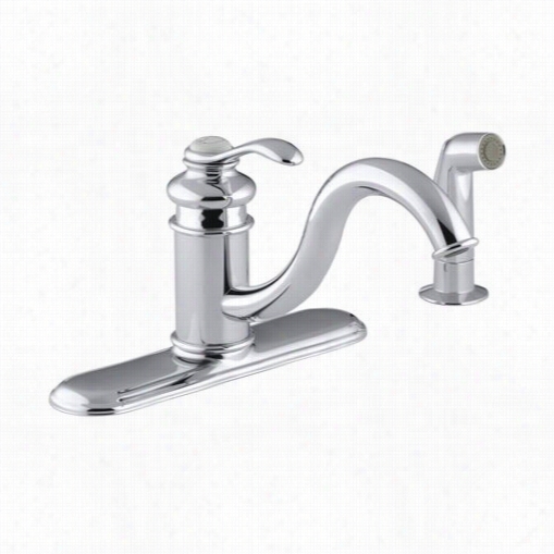 Kohler K-12172 Fairfax Single Control Kitchen Be Depressed Faucet With Escutcheon Sidespray