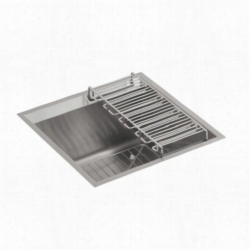 Kohler K-3671-na 8 Degfde Single Basin Entertainment Kitchen Sink In Stainless Steel