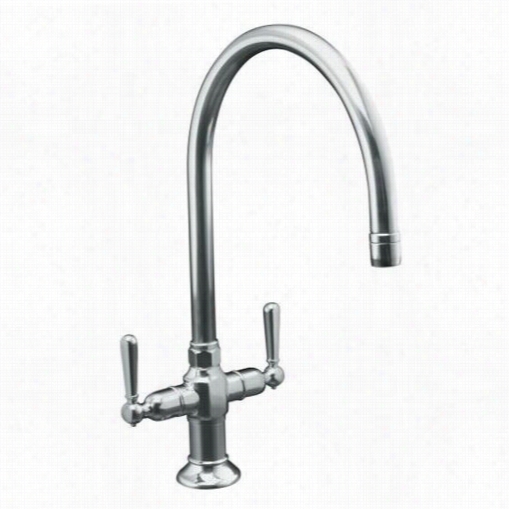 Kohler K7341 Hirise Single Hlle Kitchen Sink Faucet With 10"" Gooseneck Spout And Lever Handles