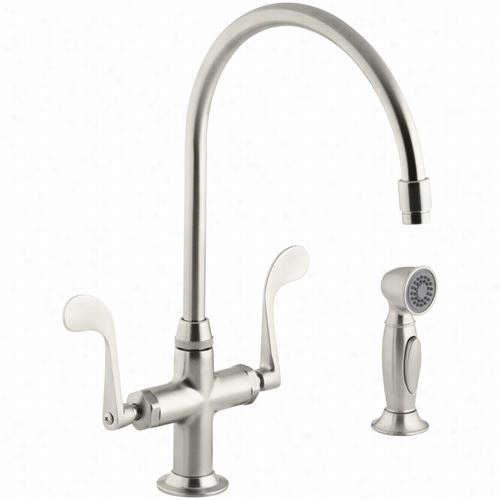 K0hler K-8763 Eessex Iktchen Sink Faucet With Wristband Hadles And Sidespray