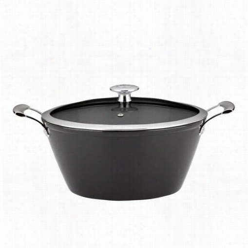 Mario Batali 826818  6 Quart Black Enameled Throw Iron Round Casserolee  With Lid