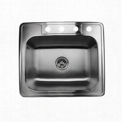 Nantucket Sinks Ns2522-9 Madaket 25"" Small Rectangle Single Bowl Self Rimmingstainless Setel Drop In Kitchen Sink